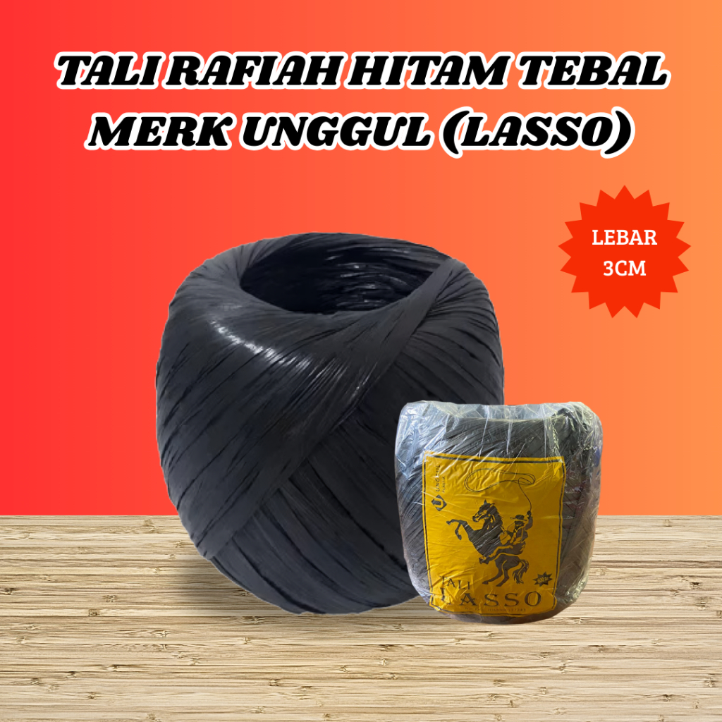 

Tali Rafia Plastik UNGGUL 600gr | Tali Lasso Super Warna Hitam