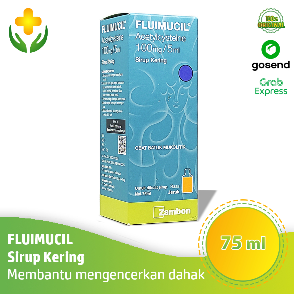 Fluimucil Sirup Kering 75 ml - Obat Batuk Berdahak Pengencer Dahak | Fluimucil Dry Sirup