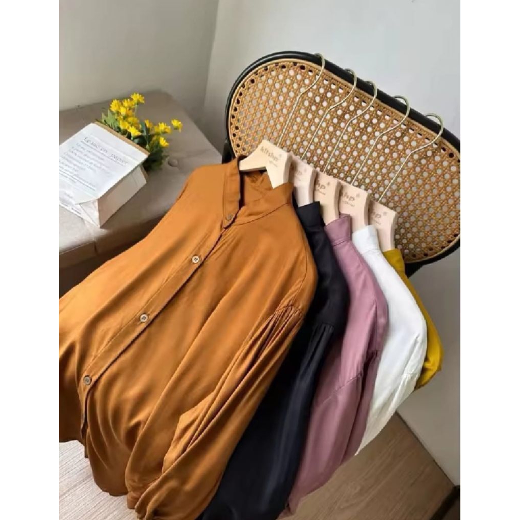 kemeja rayon polos/blous bahan rayon/kemeja rayon wanita polos