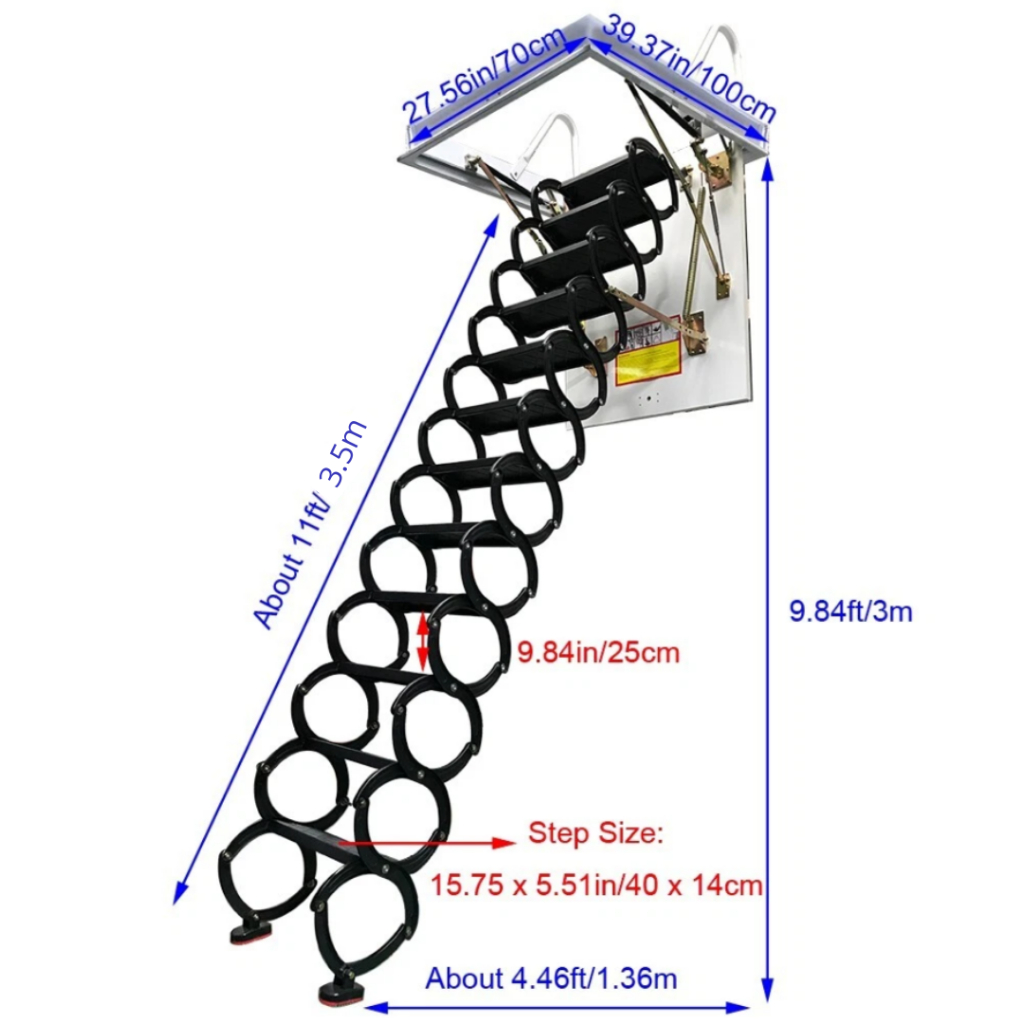 Tangga Loteng Lipat Teleskopik 3,5 Meter - Folding Stair Kuat & Awet