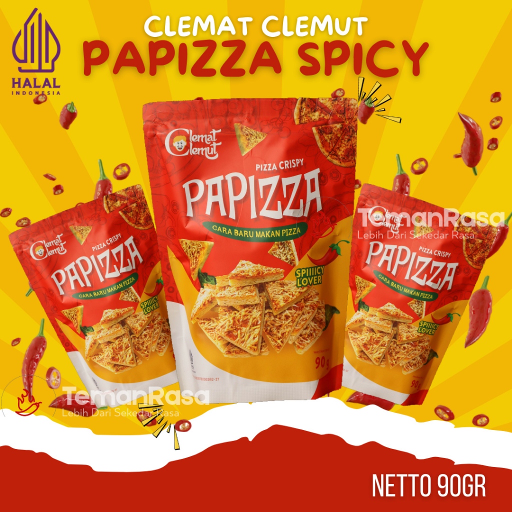 

Clemat Clemut Papizza Spicy 90gr – Camilan Pizza Kering Pedas Kekinian, Gurih & Renyah, Halal