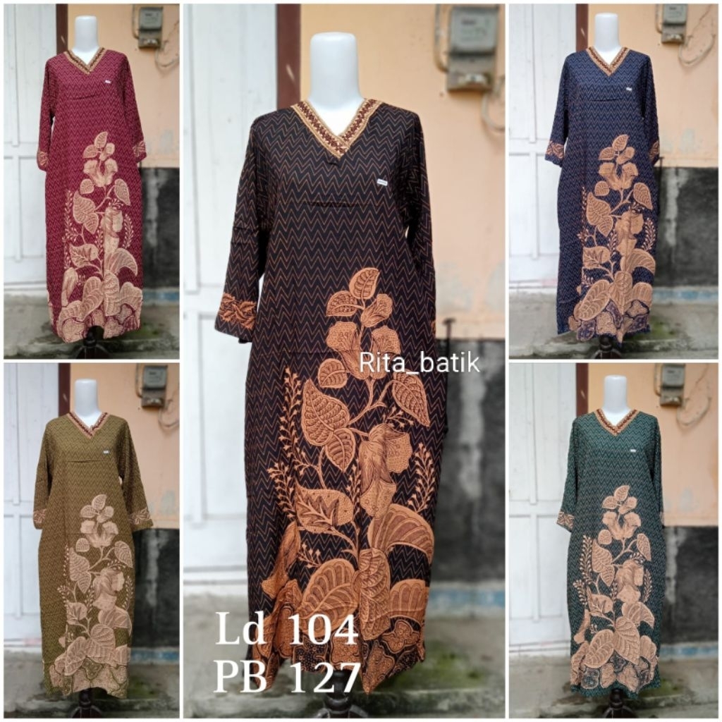 longdress batik kerah renda,daster murah,daster panjang