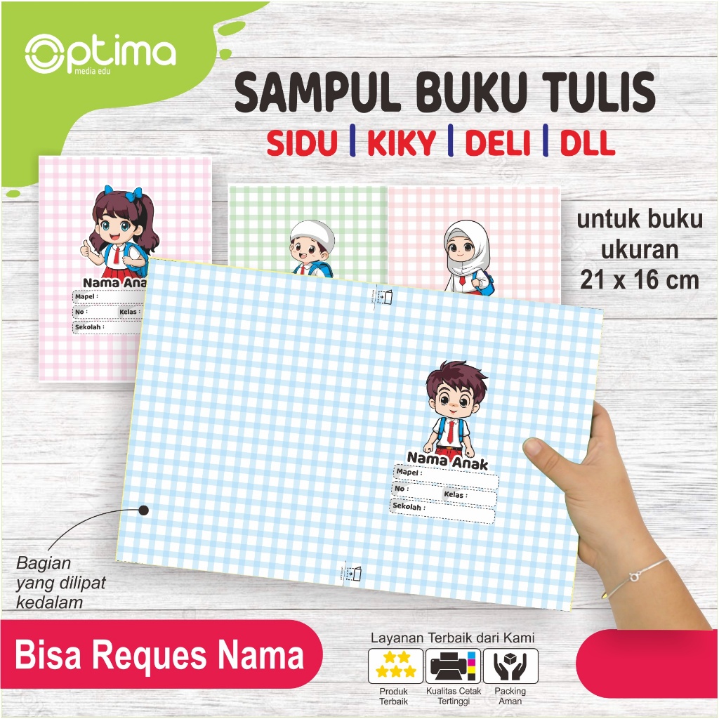 

Sampul Buku Tulis Custom/Reques Nama, Cocok untuk buku tulis A5 21 x 16 cm SIDU, Kiky