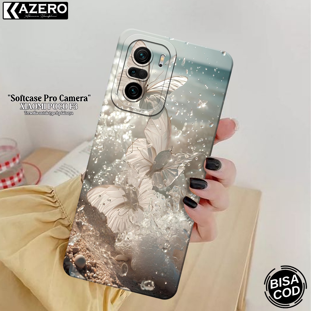 KAZERO - Case Hp Xiaomi Poco F3 - Fashion Case Kupu Kupu Pro Camera - Softcase Xiaomi Poco F3 - Kesi