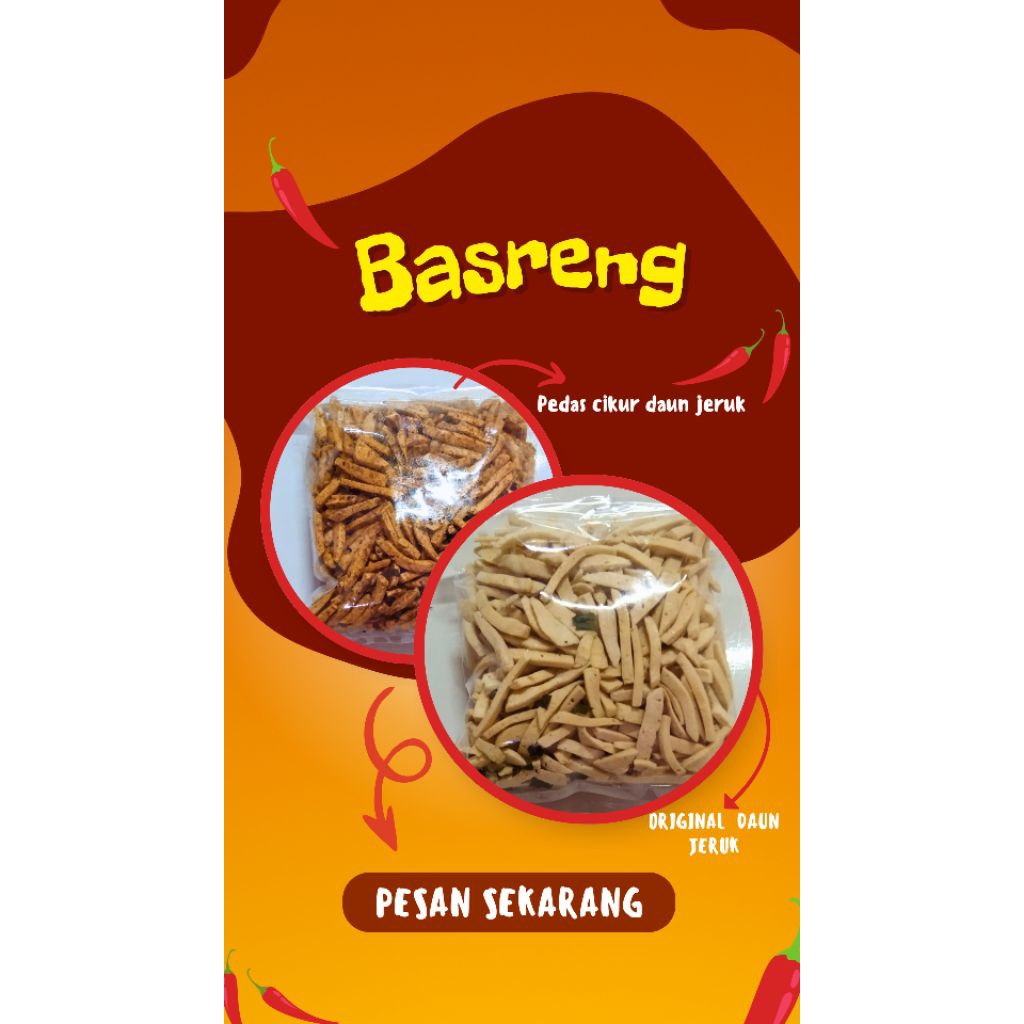 

BASRENG ORIGINAL DAUN JERUK & PEDAS CIKUR DAUN JERUK (250 GRAM, 500 GRAM, 1 Kg)
