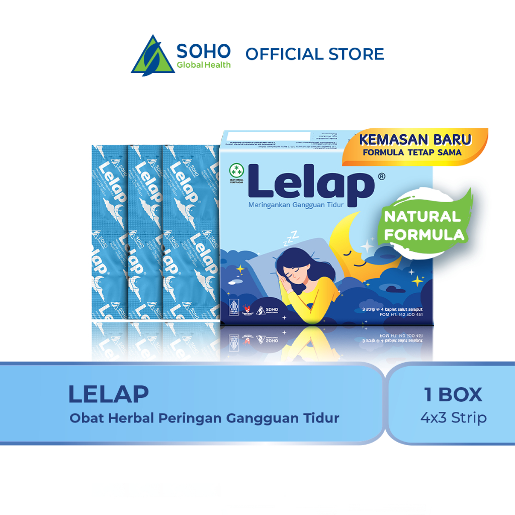 Lelap Herbal Bantu Mengatasi Insomnia dan Gangguan Tidur 3 Strip @4 Tablet