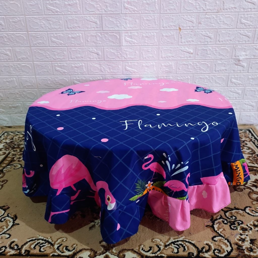 TAPLAK MEJA TAMU BULAT OSHIN BUNDAR ALAS MEJA MAKAN LESEHAN DEKORASI RUMAH KATUN MICROTEX