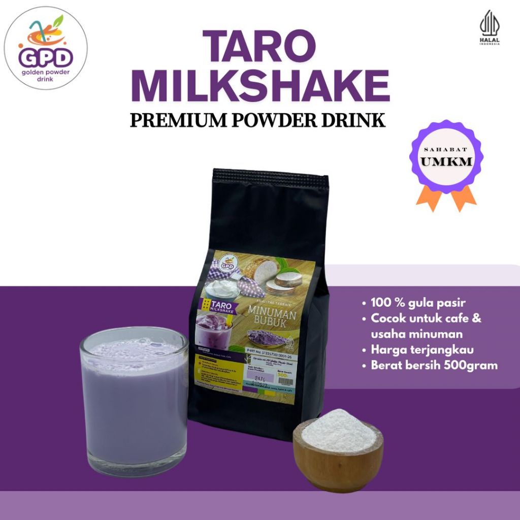 

Bubuk minuman Premium - Taro Milkshake 500gr - Golden powder drink