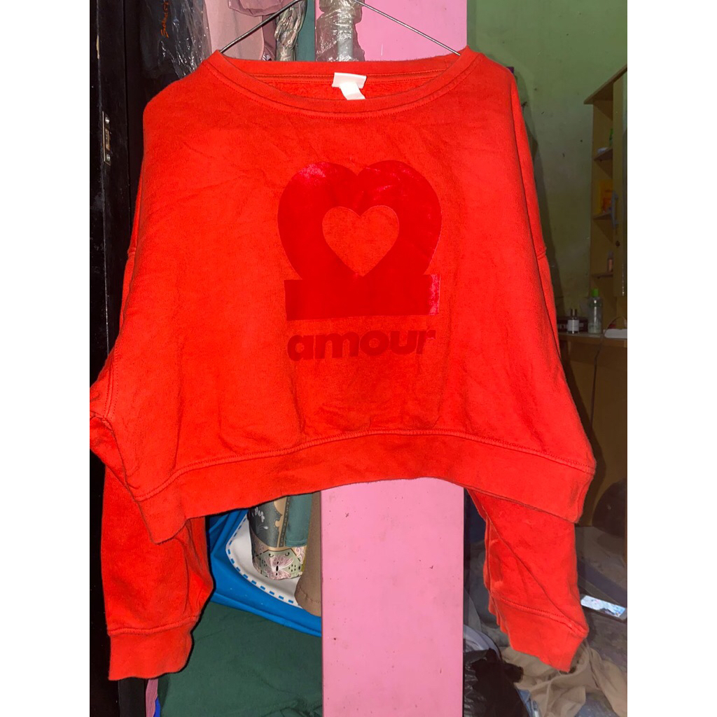 H&M cn semi crop lengan balon