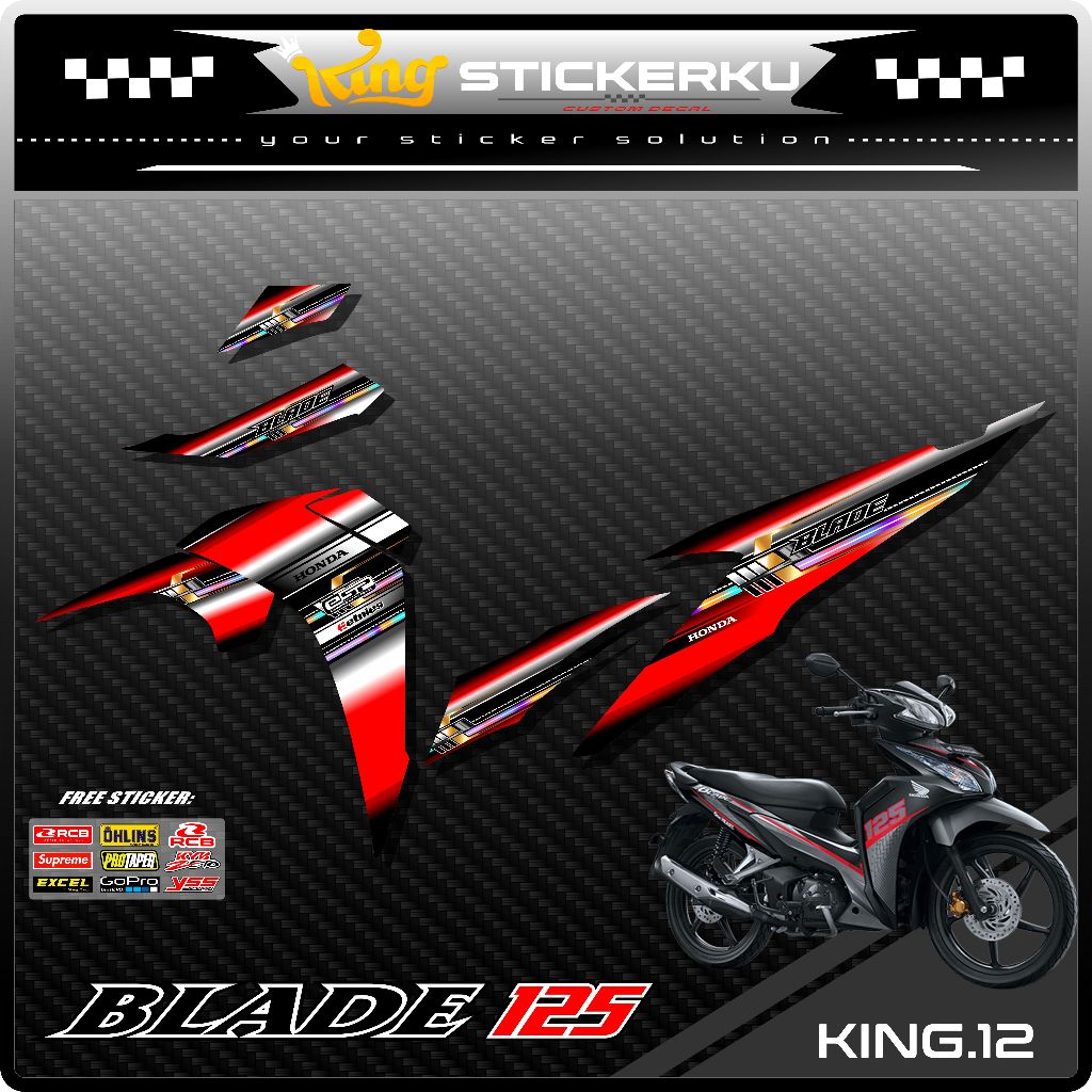 Striping Blade 125 New - Stiker Sticker Striping Variasi Lis Honda Blade 125 New Repsol - Striping  