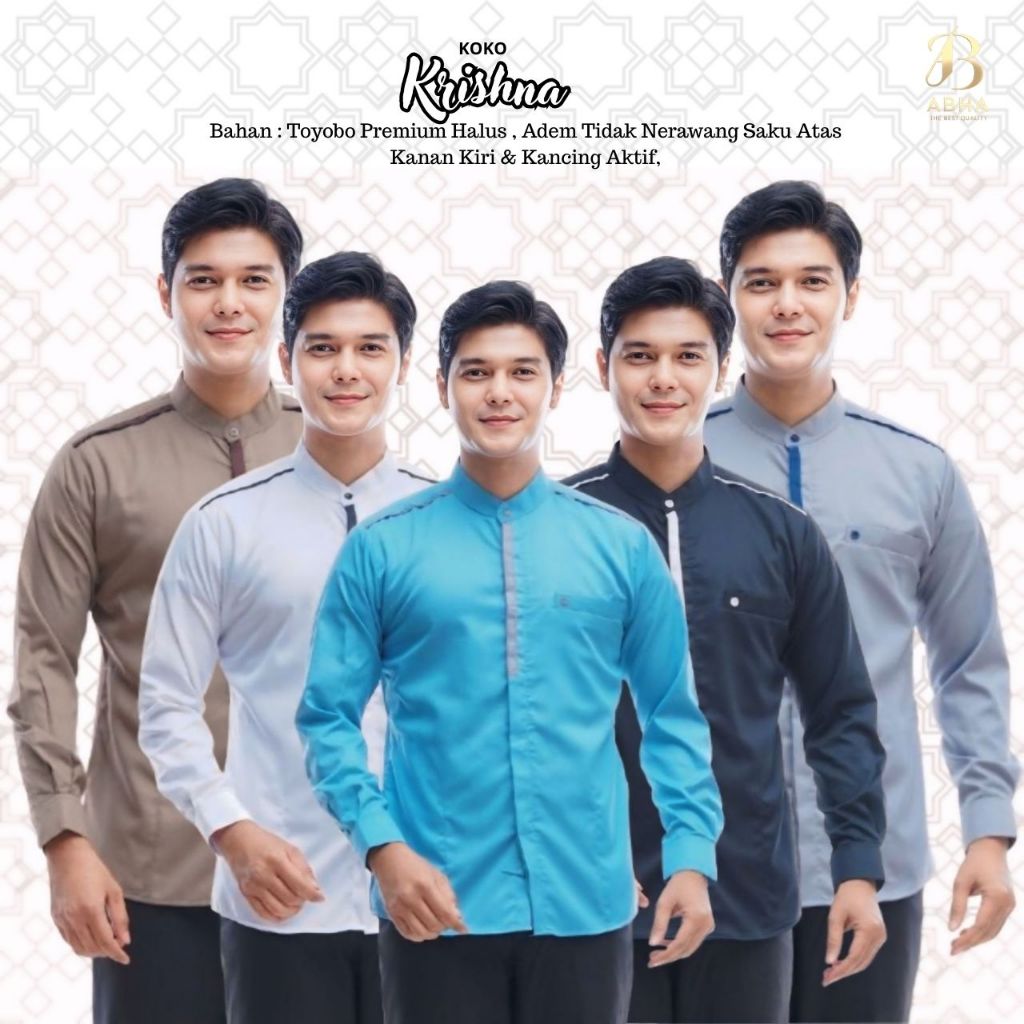 Baju Koko Hadroh pria Dewasa Lengan Panjang Motif krishna Abha Terbaru