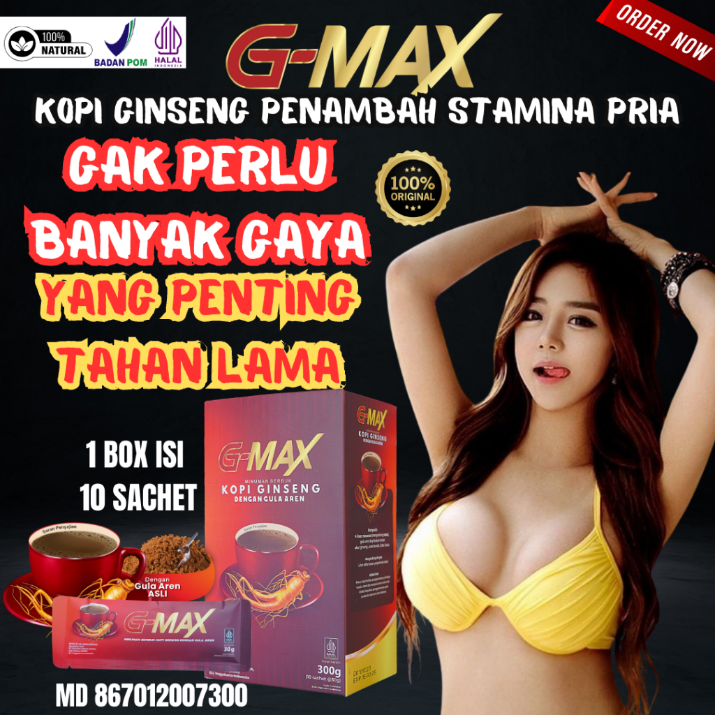 

KOPI G-MAX- kopi gingseng - kopi tahan lama di ranjang dan kuat - kopi original 100% bpom