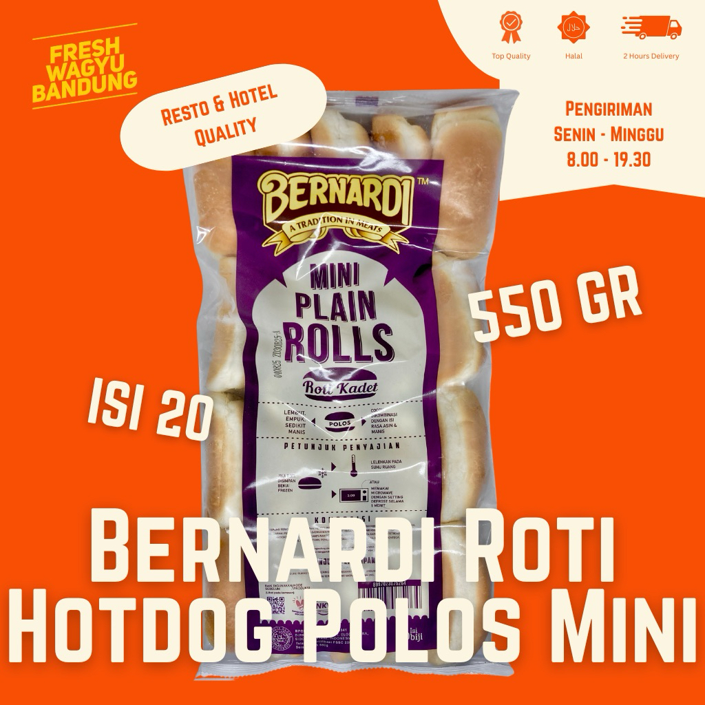 

DEB BERNARDI ROTI HOTDOG POLOS MINI PLAIN ROLLS ISI 20 Premium Hot Dog