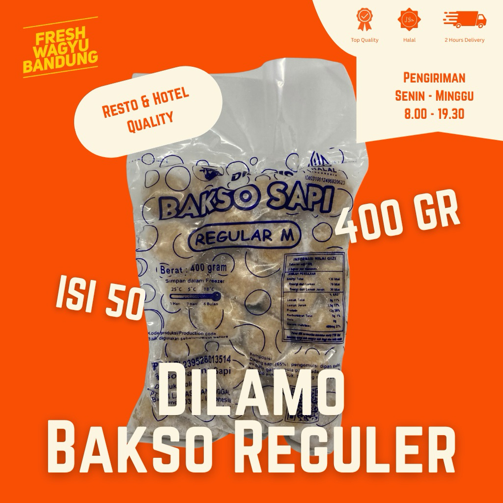 

DILAMO BAKSO REGULER M ISI 50 PREMIUM Baso Daging Sapi Halal 400g