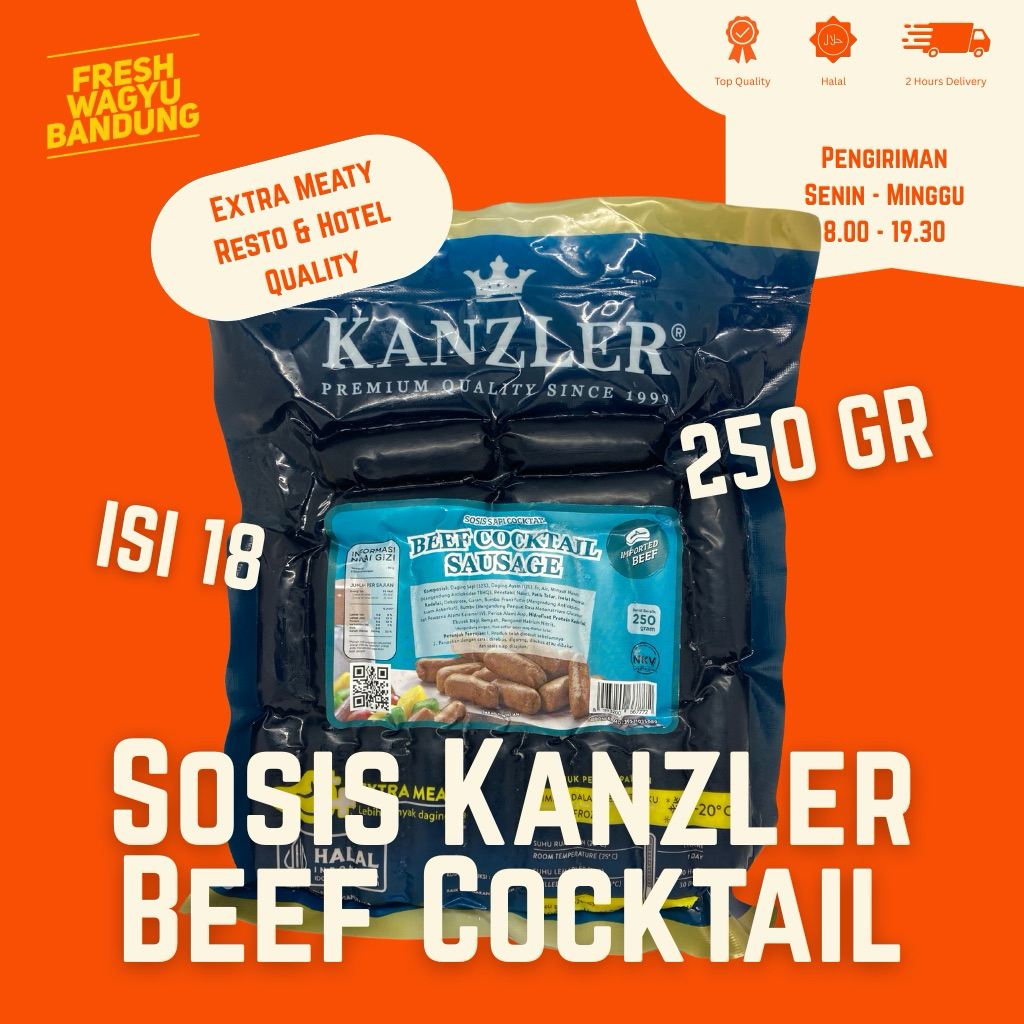 

KANZLER BEEF COCKTAIL SOSIS SAPI HALAL PREMIUM 250g