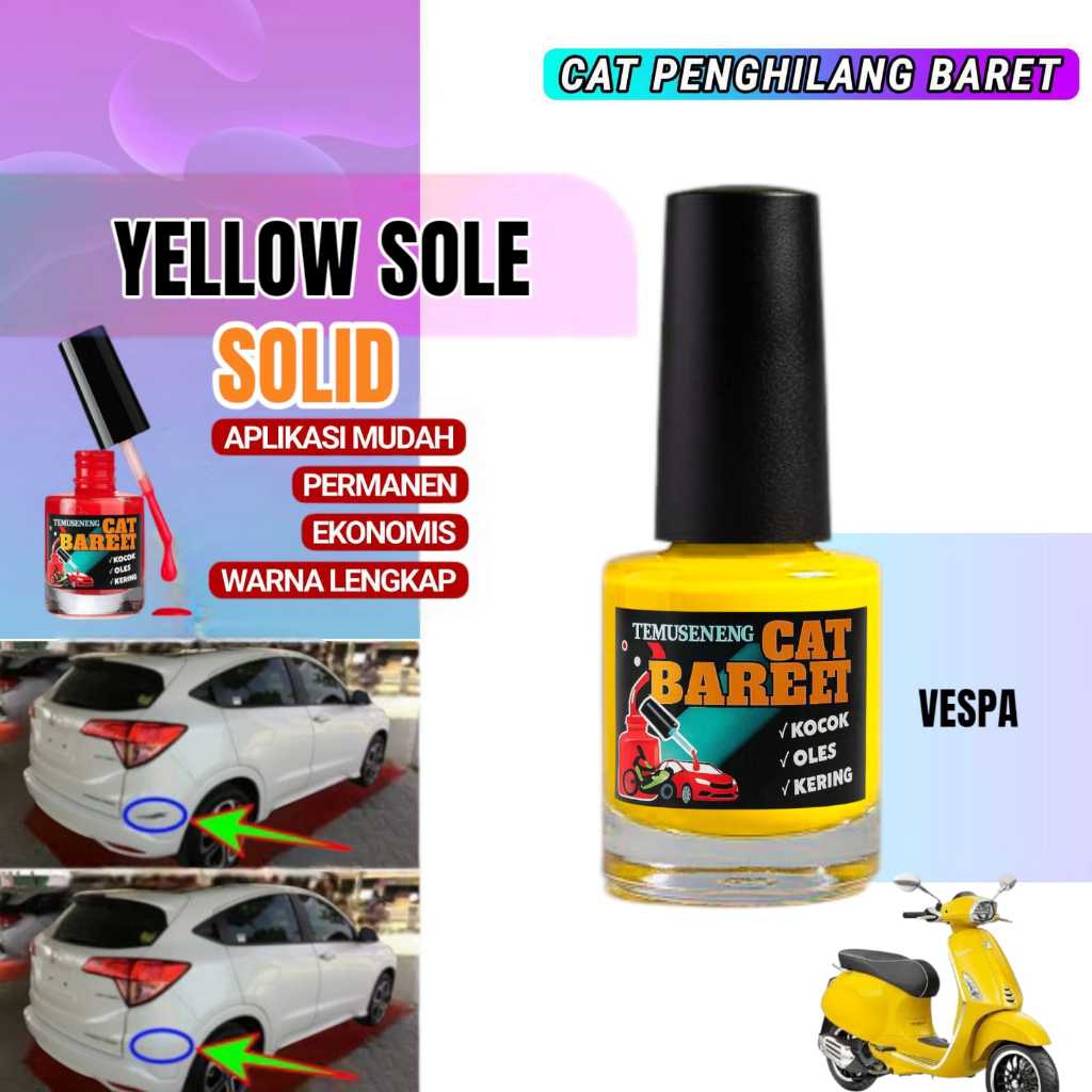 Cat Yellow Sole Vespa Sprint S LX 150 Cat Kuning solid Glossy Vespa Cat Anti Gores Penghilang Baret 