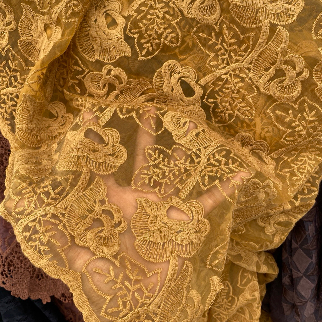 (COD) kain organza bordir / bahan organza bordir premium / organza bordir / kain organza bordir / or