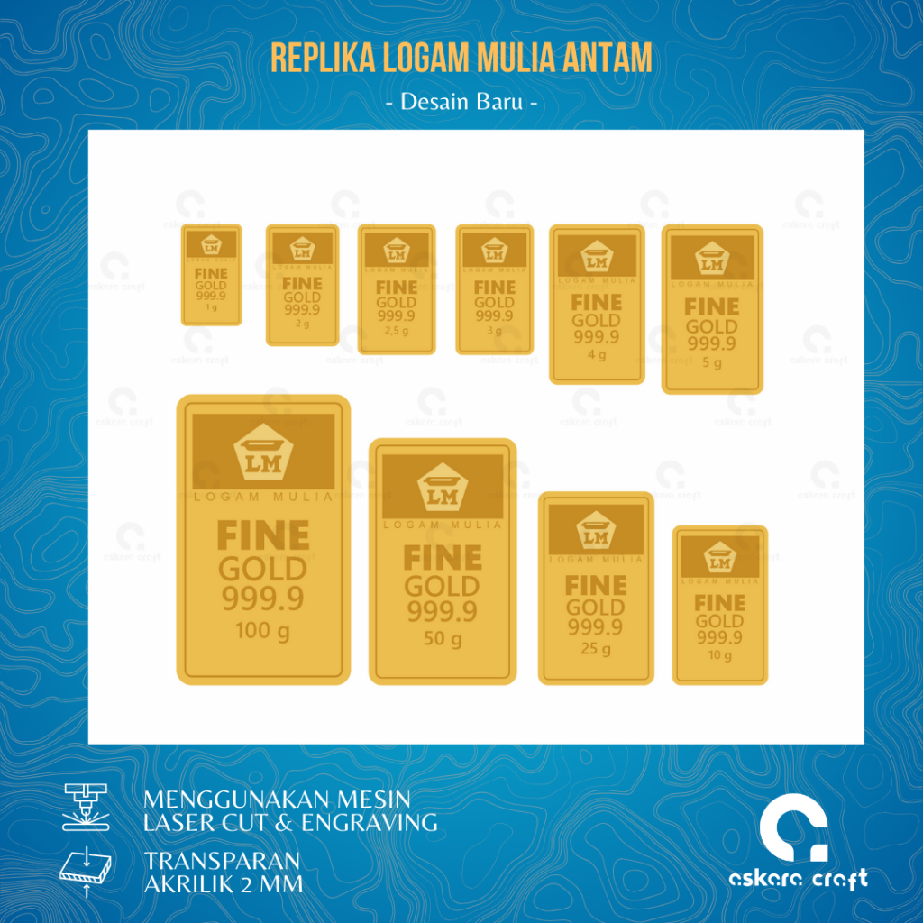 REPLIKA LOGAM MULIA/EMAS ANTAM 0,5 gr - 100 gr