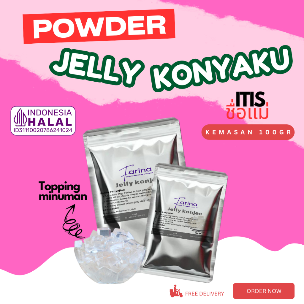 

Jelly Konyaku 100gr - Bubuk Jelly Bening - Topping Minuman