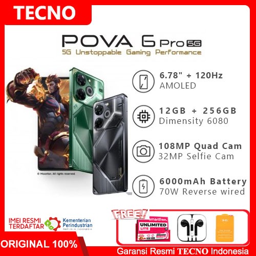 TECNO POVA 6 PRO 5G Ram 12GB/256GB Fullset Garansi Resmi