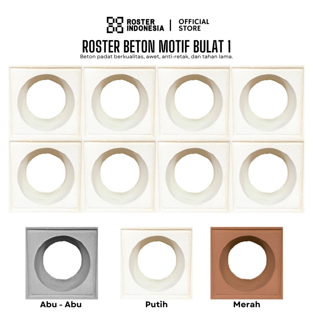 Roster Indonesia - Roster Beton Bulat 1 Roster Beton Minimalis Lubang Angin Ukuran 20 x 20