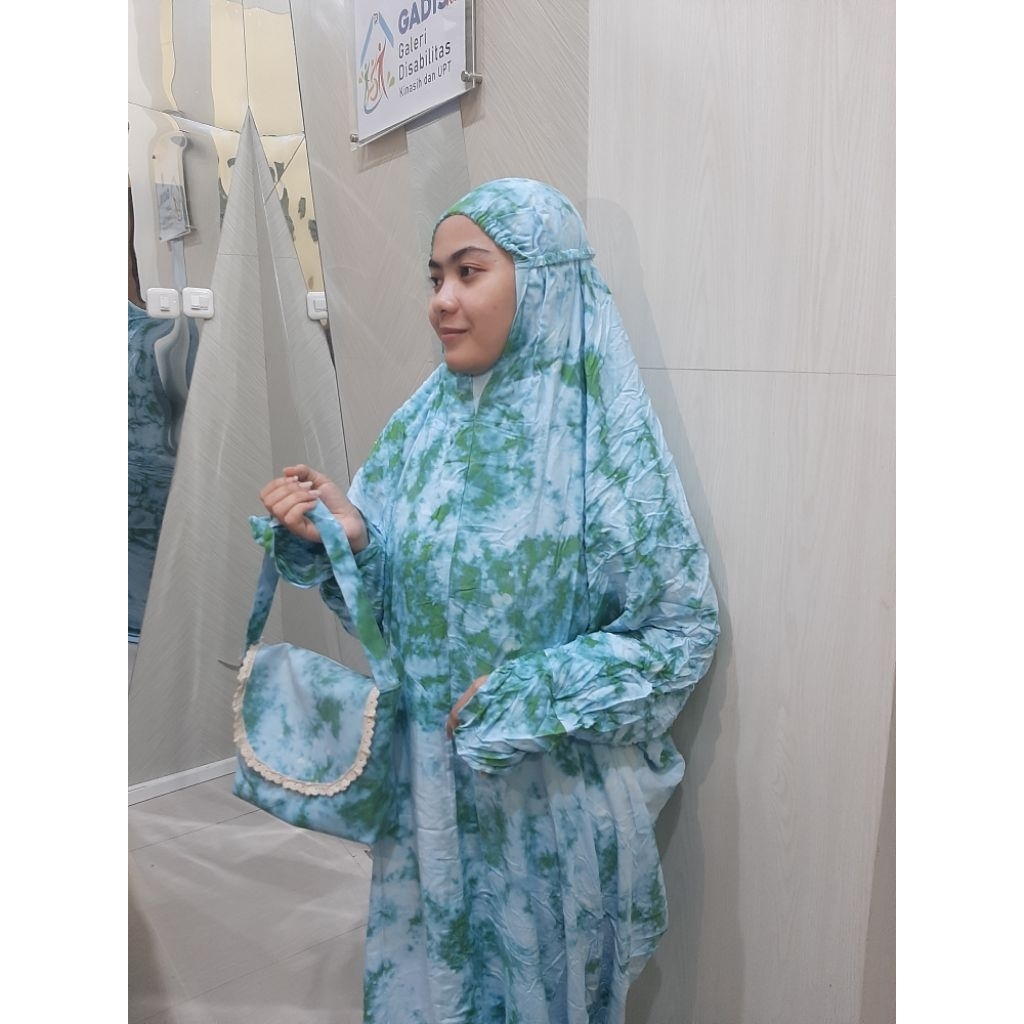 Mukena dewasa terusan tali karet rayon (free tas mukena)