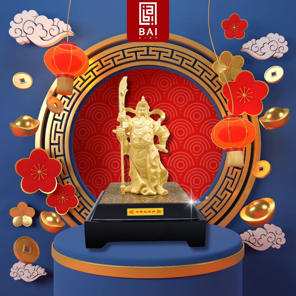 BAI GIFT  Patung Dewa Kwan Kong Lapis Emas 24K Pajangan Dewa Kwan Kong Patung Pembawa  rezeki