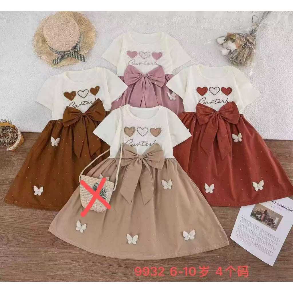 michella GROSIR ISI 5 #9932 DRESS KATUN LENGAN PENDEK IMPORT Baju Setelan Anak Perempuan Import Dres