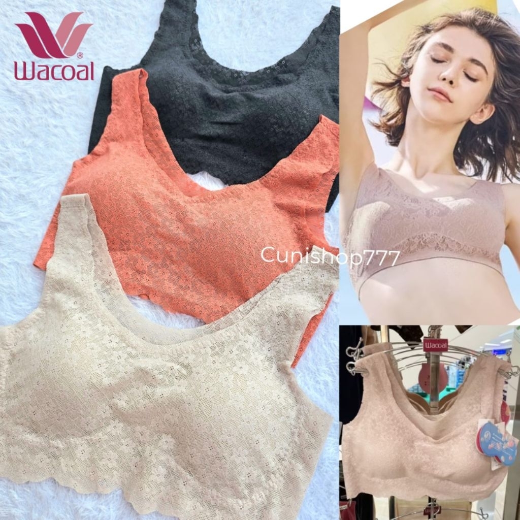 BRA SEAMLESS WACOAL GOCOCI CGG 591 K33 WIRELESS BUSA TIPIS PEANUT PAD BH LACE RENDA BRALETTE MINISET