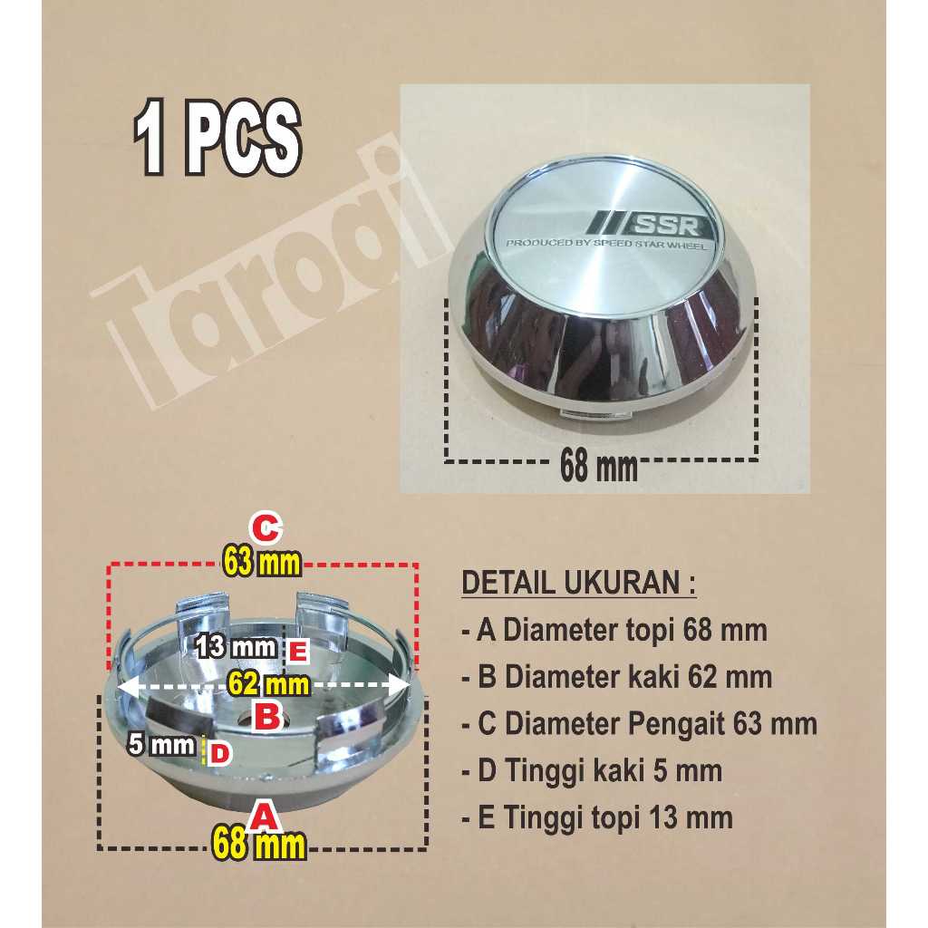 1 Buah Tutup as roda Ban mobil dop center velg ssr type C ring 15 crom