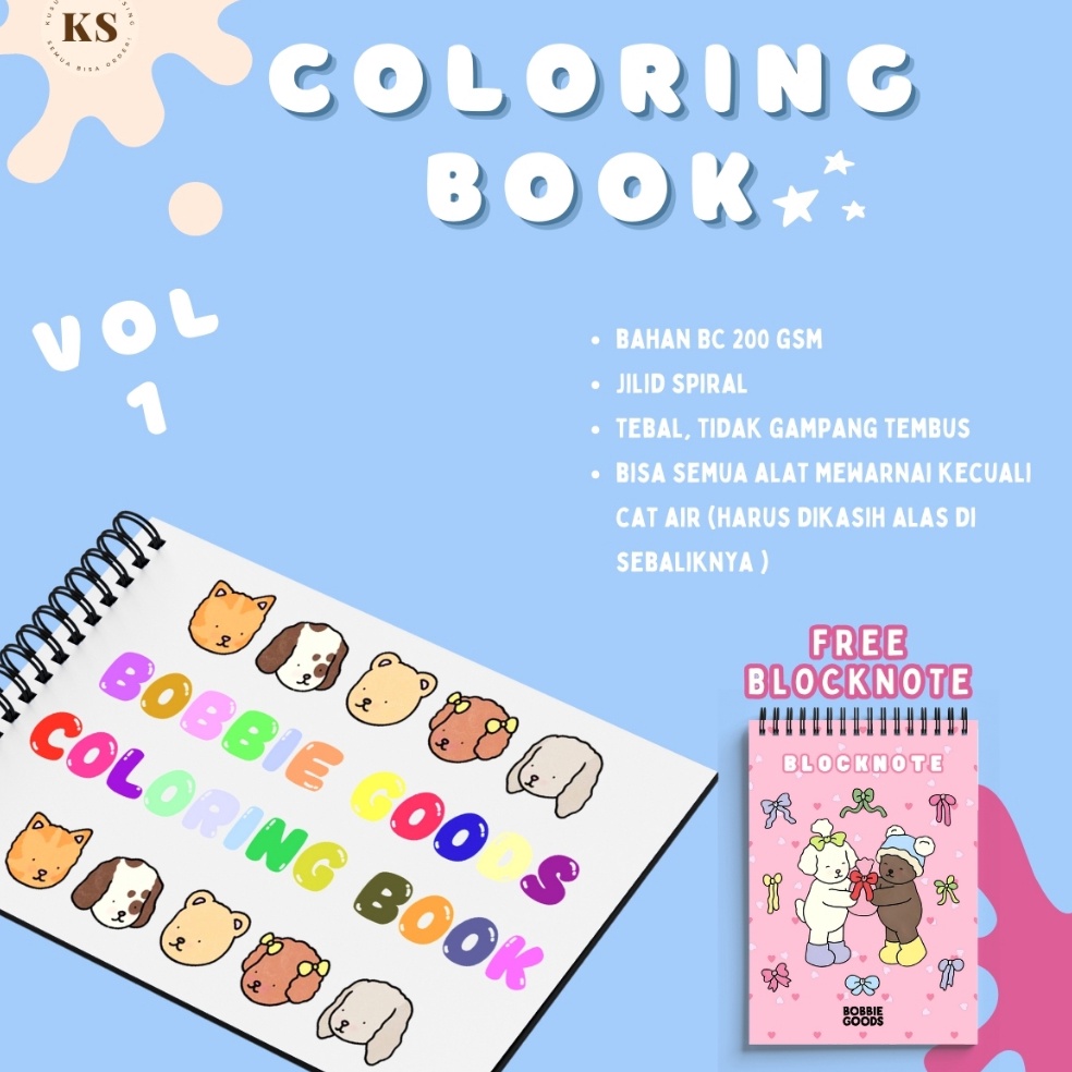 

KODE C7Z Bobbies Goods Vol 1 Coloring Book Buku Mewarnai Anak Remaja Dewasa Aesthetic Kertas Tebal