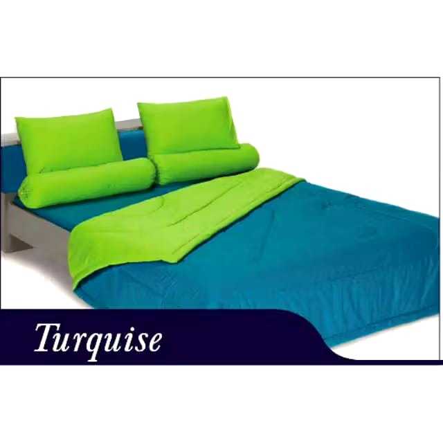 Bedcover Shyra Set Single Katun CVC 120x200 cm Polos Kombinasi Bolak Balik