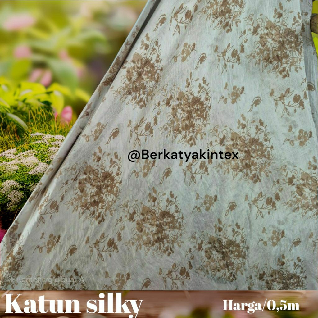 kain katun silky premium motif bunga kecil - kain silky motif bunga kecil - kain mukena - kain motif