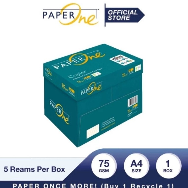 

KODE A43U Kertas Hvs A4 75 Gr Paperone 1 Dus
