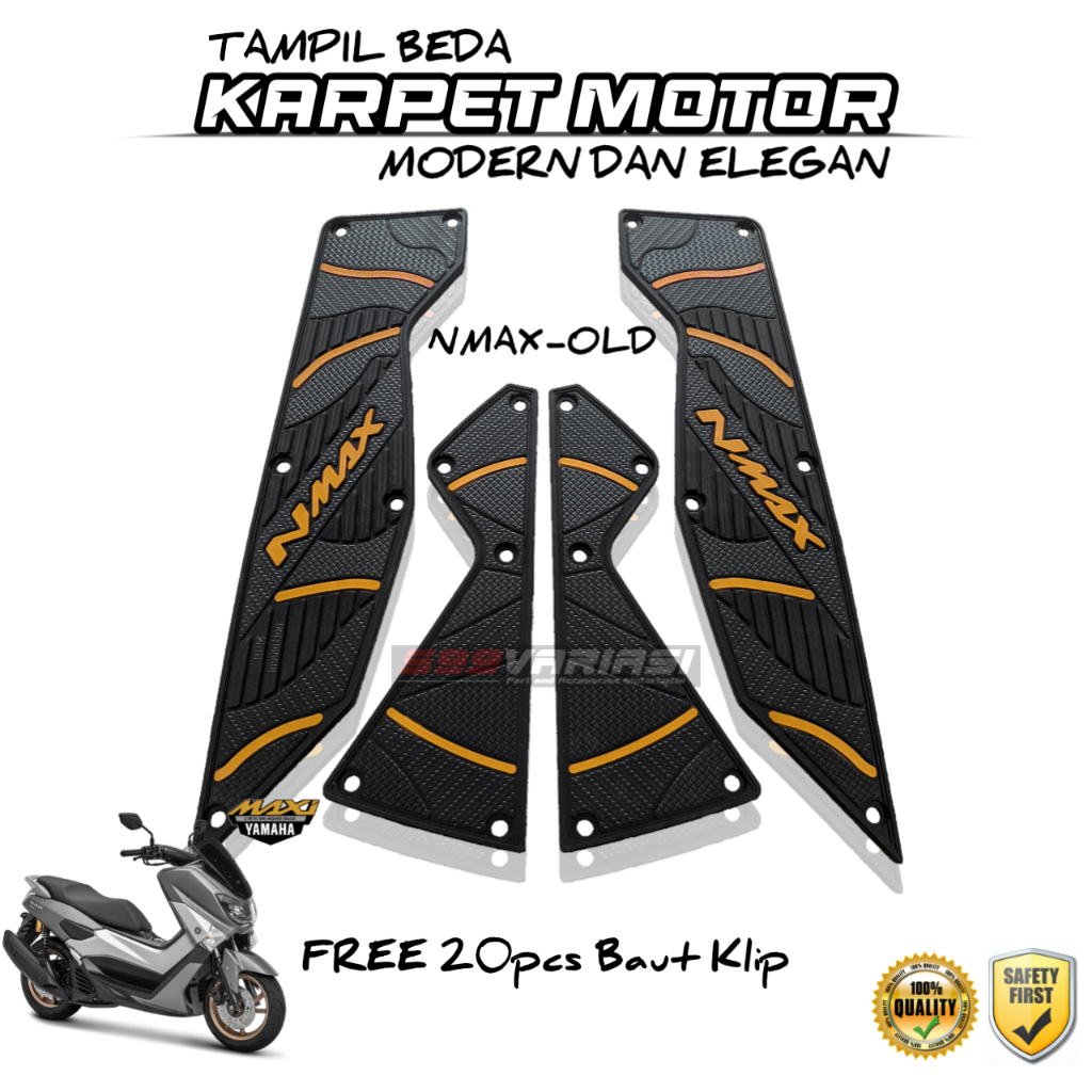 alas kaki karpet motor nmax old 2016-2019 bahan karet pijakan kaki anti selip