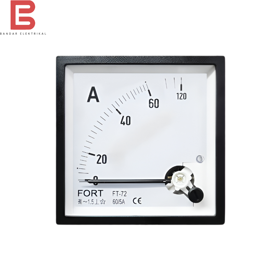 FORT Ampere Meter Analog AC 60/5A 72 x 72 Panel Meter 60A Via CT FT-72