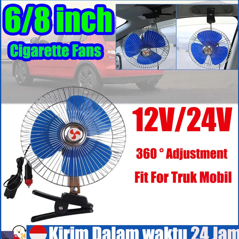 KODE O14B Stok Tersedia Termurah di Shopee  Kipas Angin Mobil 12 Volt 24 Volt DC Jepit Aki Truk Pick