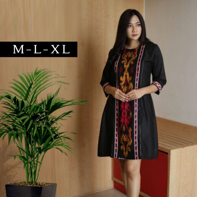 KODE O39W DRES DRESS WANITA POLOS SONGKET KONDANGAN GEREJA BATIK KOMBINASI  EME Store