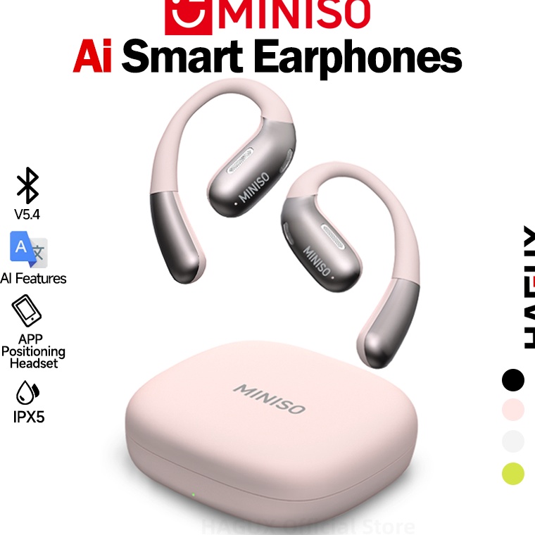 KODE Y76G Miniso X28 AI Smart Translation Wireless Headset Bluetooth V54 TWS OWS Earphone Earbuds Op