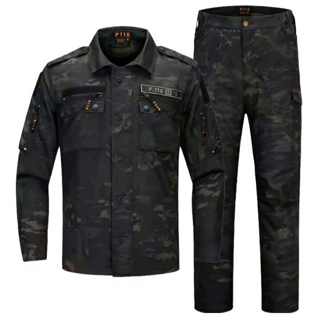 bdu set multicam black/baju setelan tactical baju dan celana multicam black