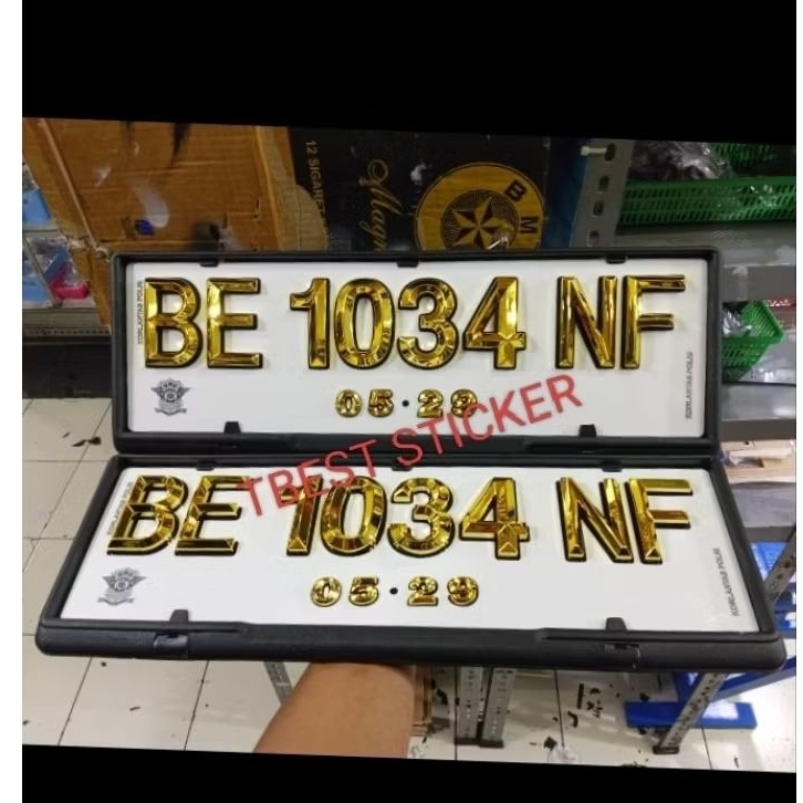 angka plat chrome gold mobil