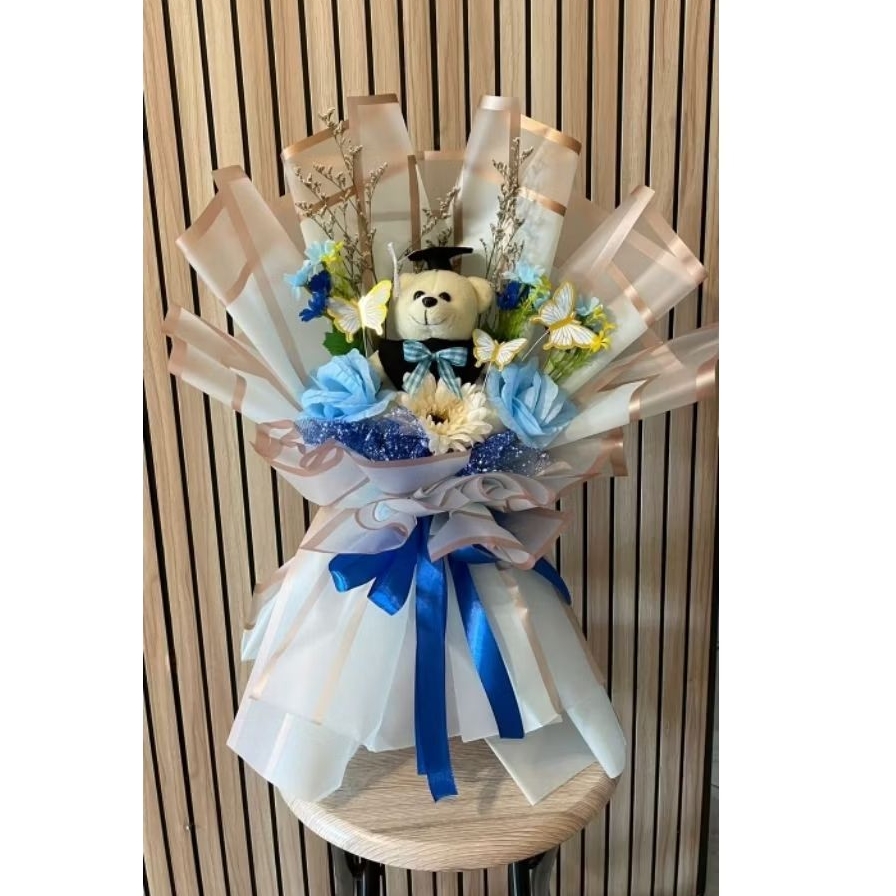 Buket bunga KUPU KUPU teddy bear SNI kado cewek cowok , cocok kado wisuda• pelepasan• perpisahan sek