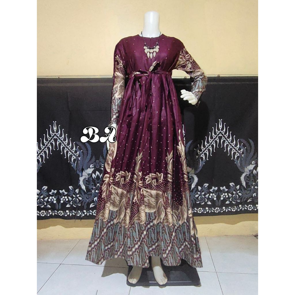 GAMIS BATIK KATUN PREMIUM UKURAN JUMBO LD 120 CM / GAMIS SYAR'I MUSLIMAH / SERAGAM KONDANGAN BATIK P