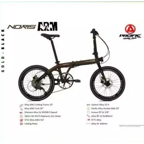 SEPEDA LIPAT 16 INCH PACIFIC NORIS ARM ALLOY 9 SPEED