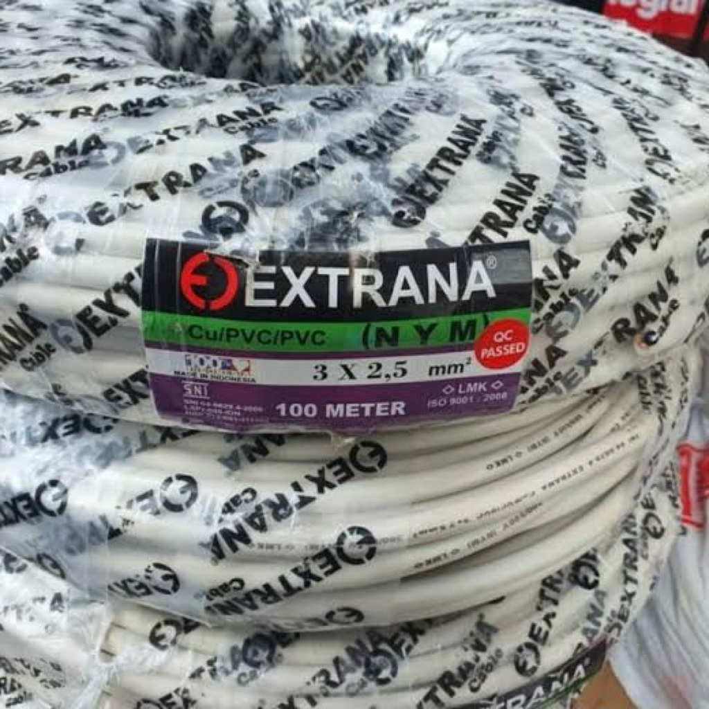 (100m) Kabel NYM 3x2,5 Extrana (Kabel Batangan isi 3 Urat) - NYM 3 x 2,5