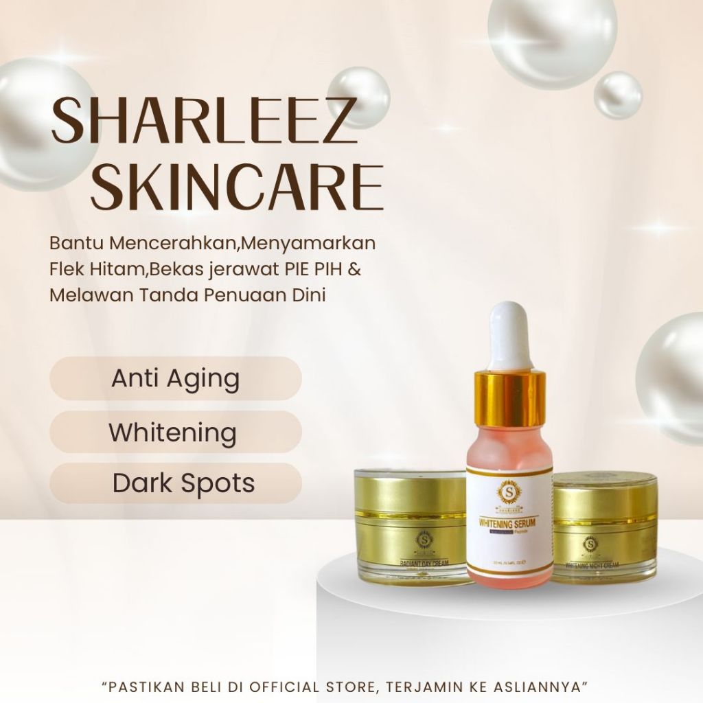 TRIO BUNDLING PREMIUM - Day Cream + Night Cream + Serum Whitening Sharleez Skincare