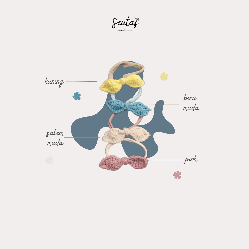 SEAUTAS - Bandana Pita Kelinci/Bandana Bayi&Balita Perempuan  (Bandana Rajut Anak/Bando Rajut)