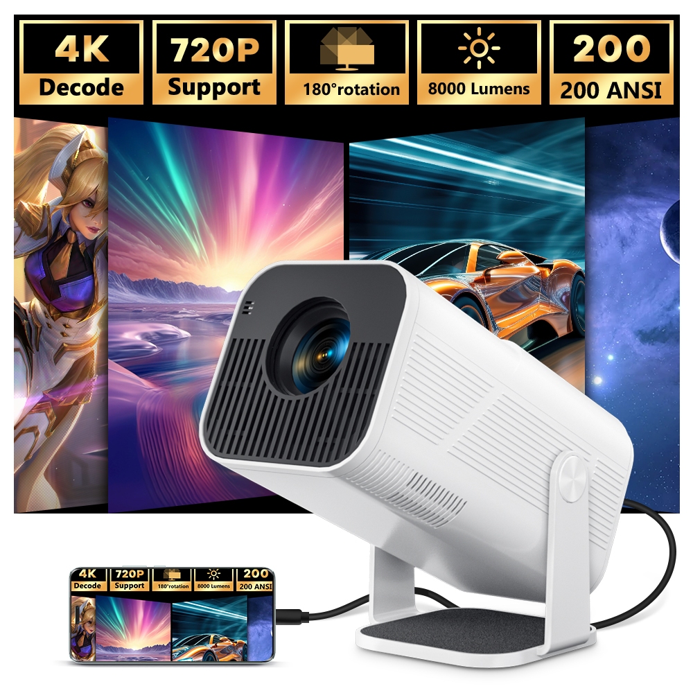 BUMIRUANG  [AMX500]  4K Ultra HD Versi Android H713 1080P Proyektor Cerdas