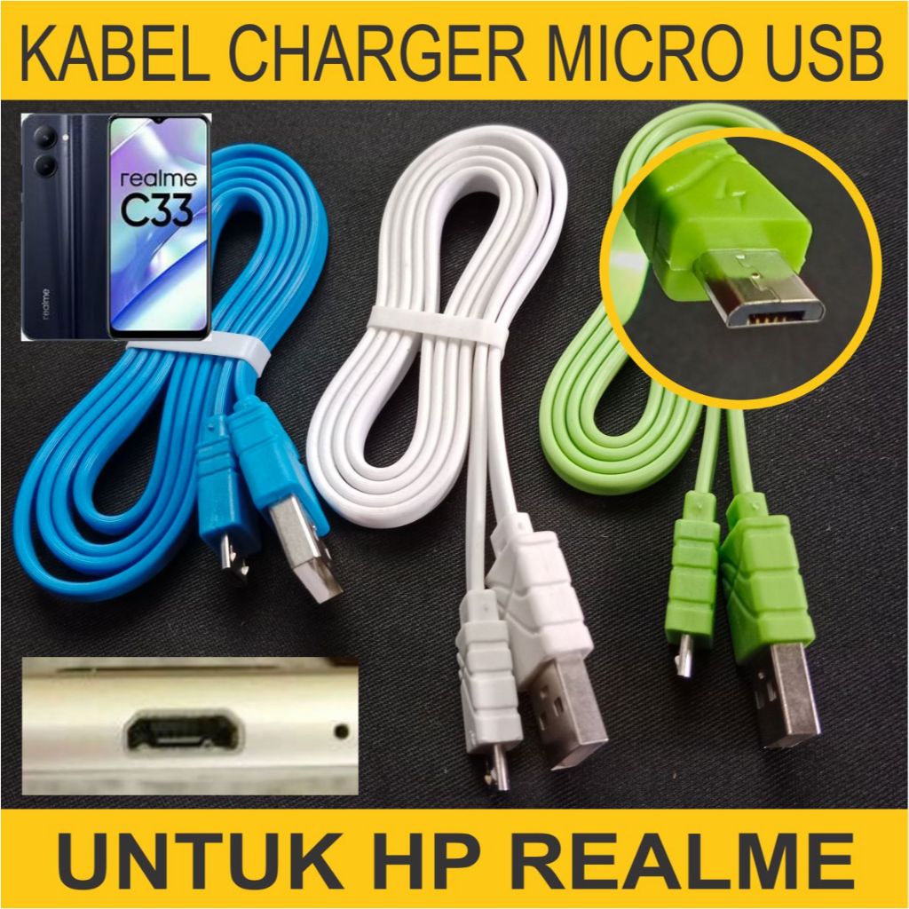 COD Kabel Charger Micro USB Buat HP REALME C33 C31 C30 C30S C20 C20S C21 C22 C23 C1 C2 C3 2 3 4 PRO 