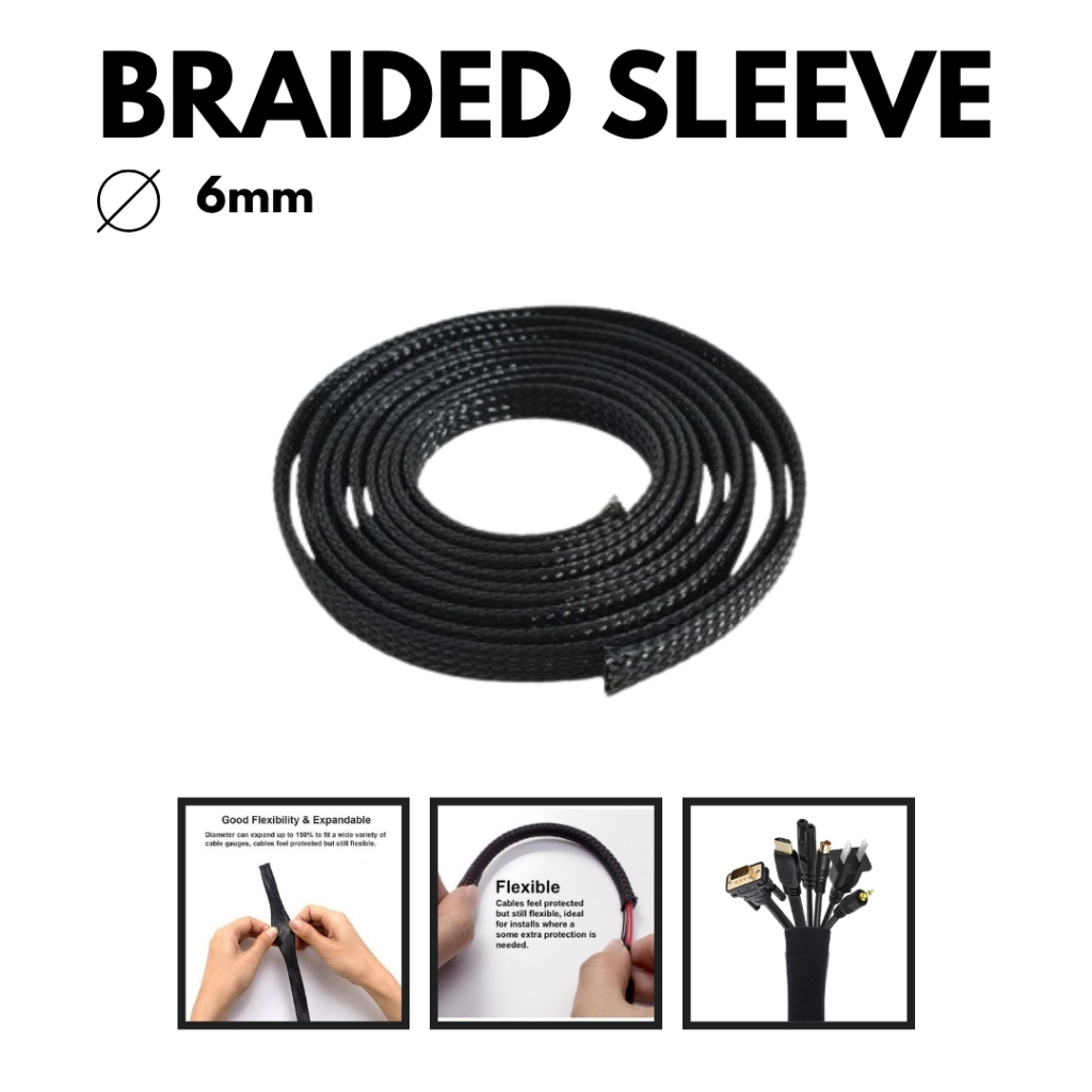 Pembungkus Kabel/ Braided Cable Sleeve Dieameter 6 mm